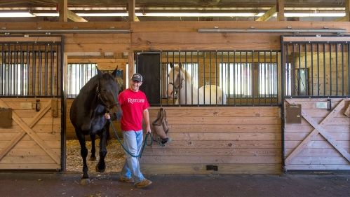 Senior Animal Research Worker/Animal Care Anthony M. Sacchetti with 20 year old horse Marci
