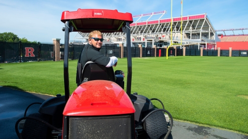 Turf management specialist prepares practice fields for Rutgers football team