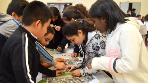 Children working on a map.