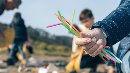 Volunteers participating in beach cleanup