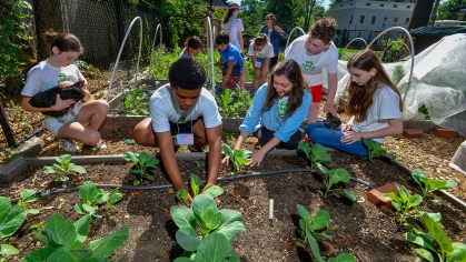 Working in garden at  Montclair Community Farm.